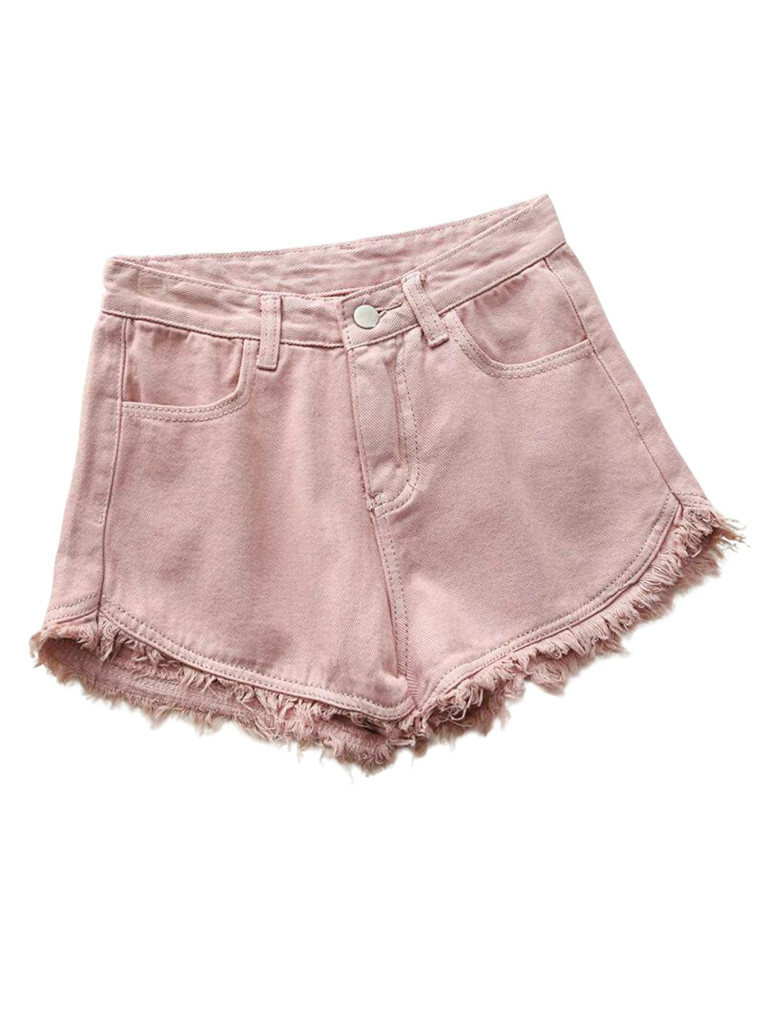 Women's High Waist Denim Short - Shorts Denim Frayed ulasan dan harga