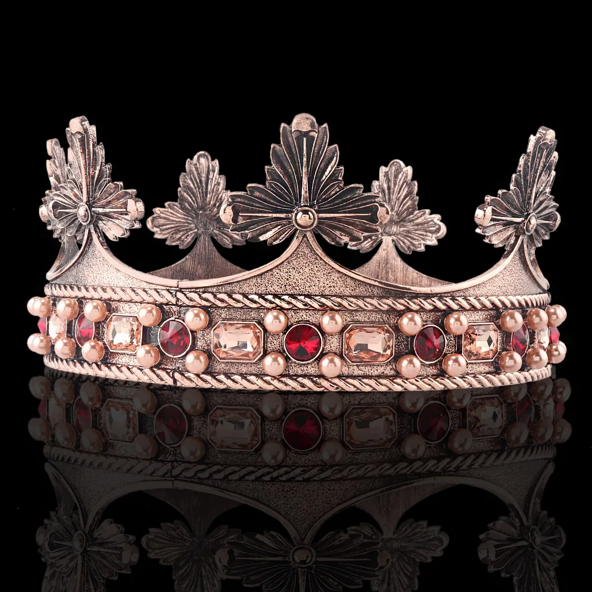 Baroque Vintage Royal Queen King Crowns For Men Full Round Big Tiaras Women Pageant Diadem Prom Party Costume Prince Headbands