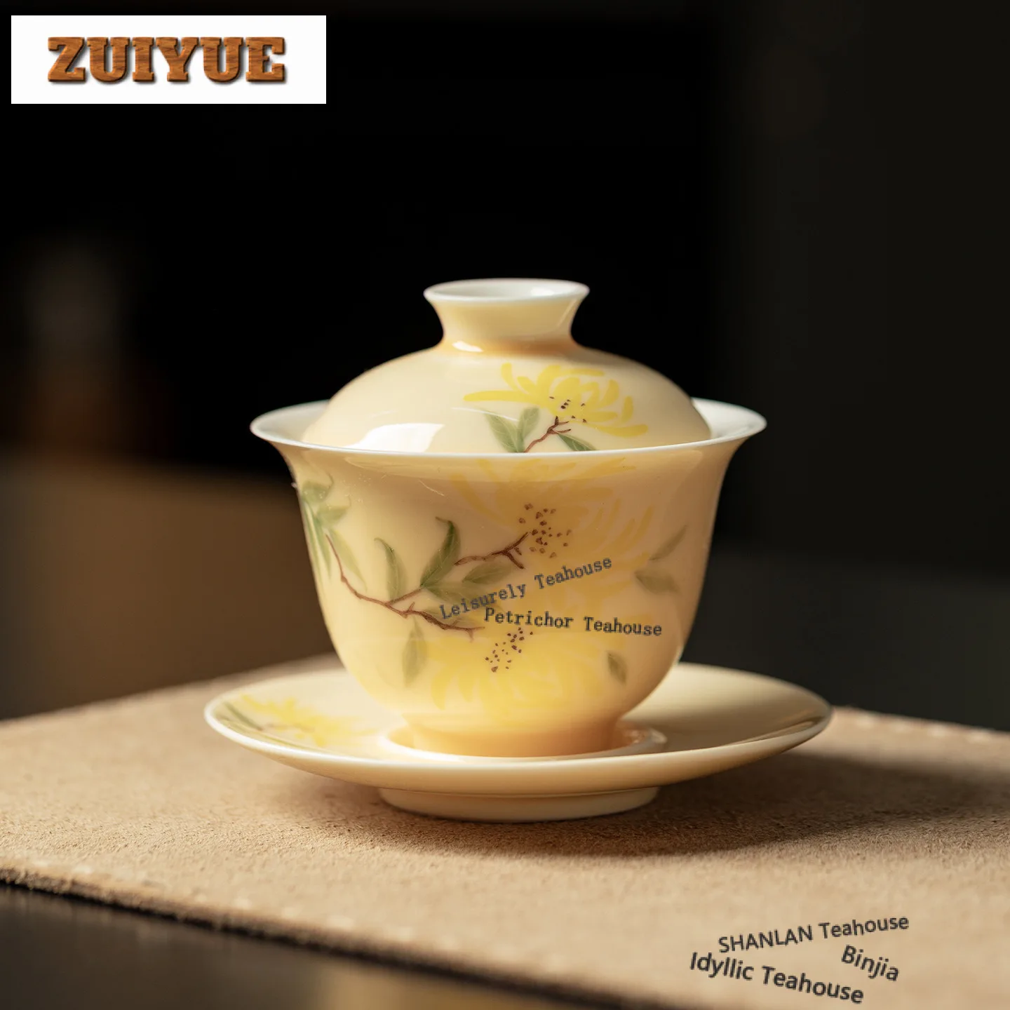 

150ml Hand-painted Chrysanthemum Gaiwan Ancient Tea Tureen Tea Bowl With Lid Kit Tea Maker Cover Bowl Teaware Collection