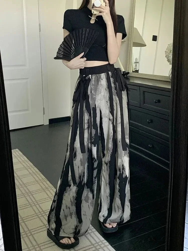 

Широкие брюки женские с верхом и низом в корейском стиле Эстетический портной Y2k Уличная одежда Распродажа Комплекты брюк для женщин из 2 предметов