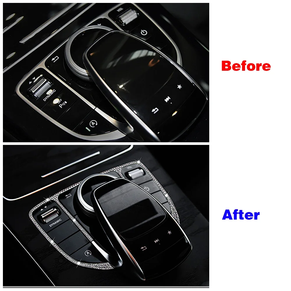 For Mercedes Benz C E GLC Class W205 W213 X253 2015 2019 Central Console Mouse Adjust Button Switch Trim Crystal Diamond Sticker