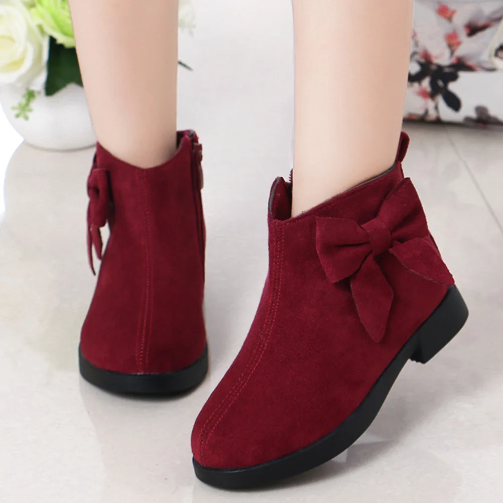

1Pair Girls Bow-Knot Ankle Boots Short Autumn Winter Shoes Comfortable Warm Casual Shoes Girls Booties