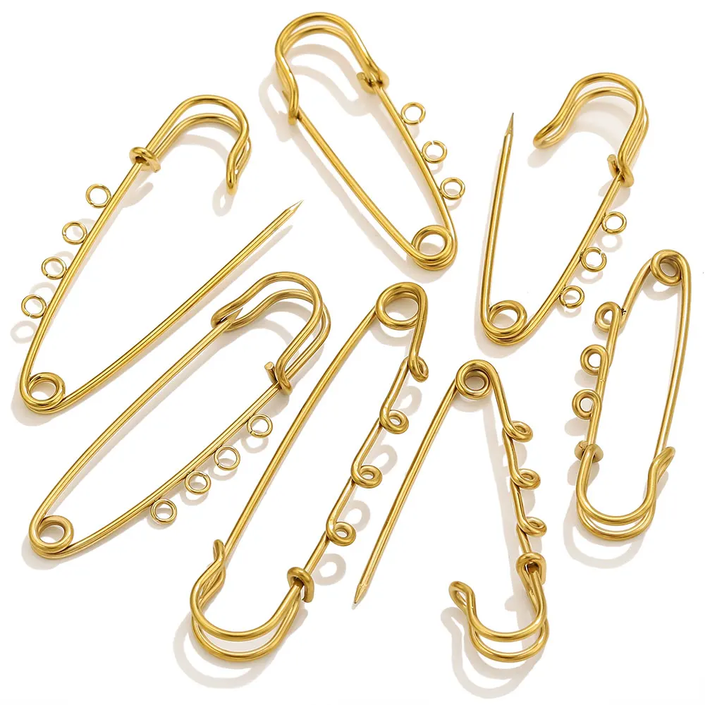 5 Pcs 50/60/75mm Stainless Steel Safety Pins Brooches Base for DIY Gifts Jewelry Accessories Making Connectors Findings Supplies