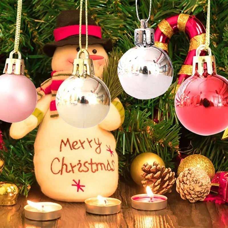 144/24pcs Mini Electroplated Christmas Balls Ornaments Xmas Tree Pendant Decoration Hanging Ball Party Home Decor Festival Gifts