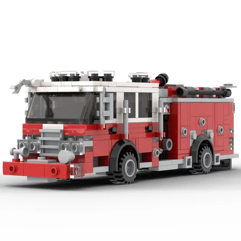 MOC-190527 American City Fire Truck Construction Assembly Building Blocks 530PCS Adult Birthday Gift Children Christmas Toy Gift