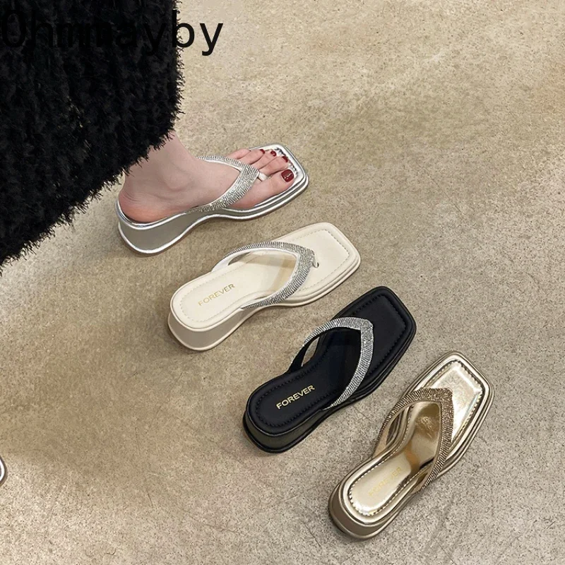 Summer Platform Women Slippers Fashion Elegant TVC Transparent Wedges Slides Shoes Ladies Casual Beach Flats Sandalias Flip Flop