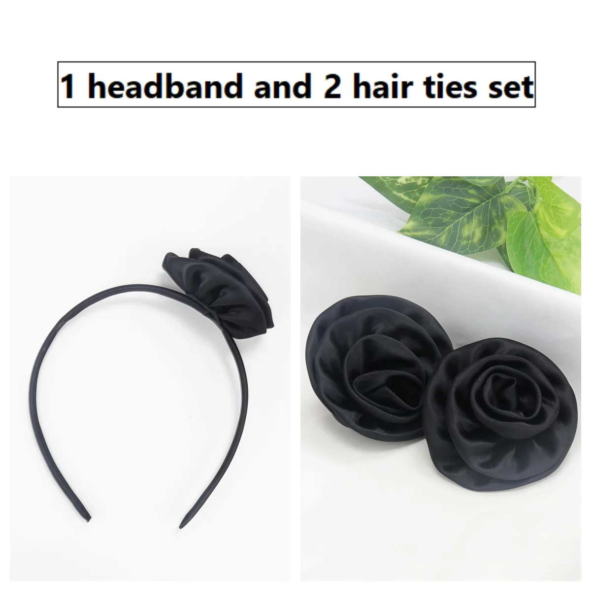 

Girls Elegant Sweet French Vintage Black Rose Flower Hair Band & Ties. Premium Sense Niche Headbands Super Fairy Vibe Accessory
