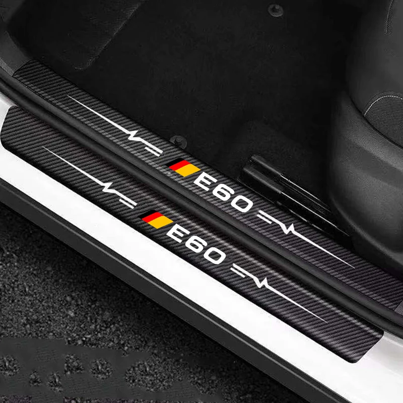 Car Stickers for BMW E60 Emblem 5 Series Anti Scratch Door Sill Protector Threshold Protection Carbon Fiber Styling Accessories