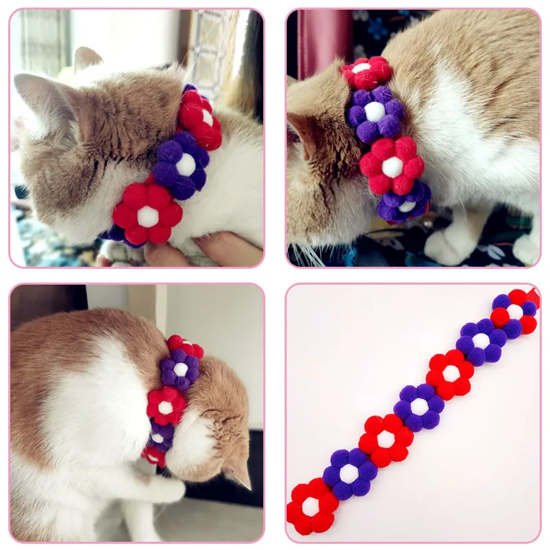 Ins style Dog Collar Fashion Soft Pet Cat Flower Necklace pet photography Decoration for Dogs Cats Puppy Kitty Decoration