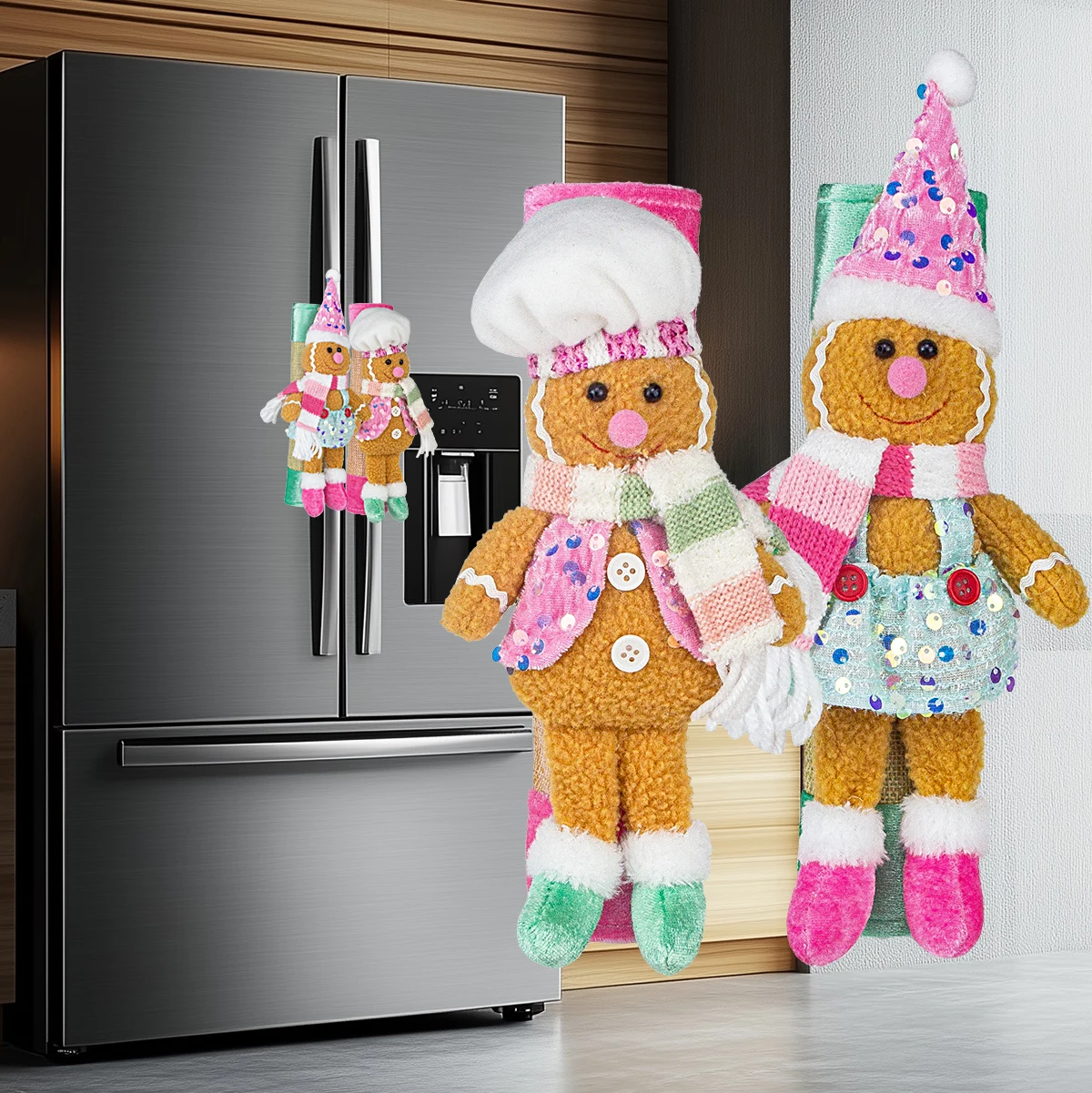 Weihnachtlicher Lebkuchenmann Kühlschranktürgriff Mikrowellenherd Spülmaschinen-Dekoration für Küche und Haushalt