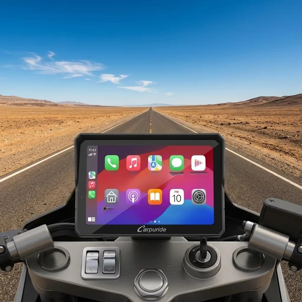 Aluminum Alloy Motorcycle CarPlay  Auto Dashcam Waterproof Dual-recording Navigation Device Compass