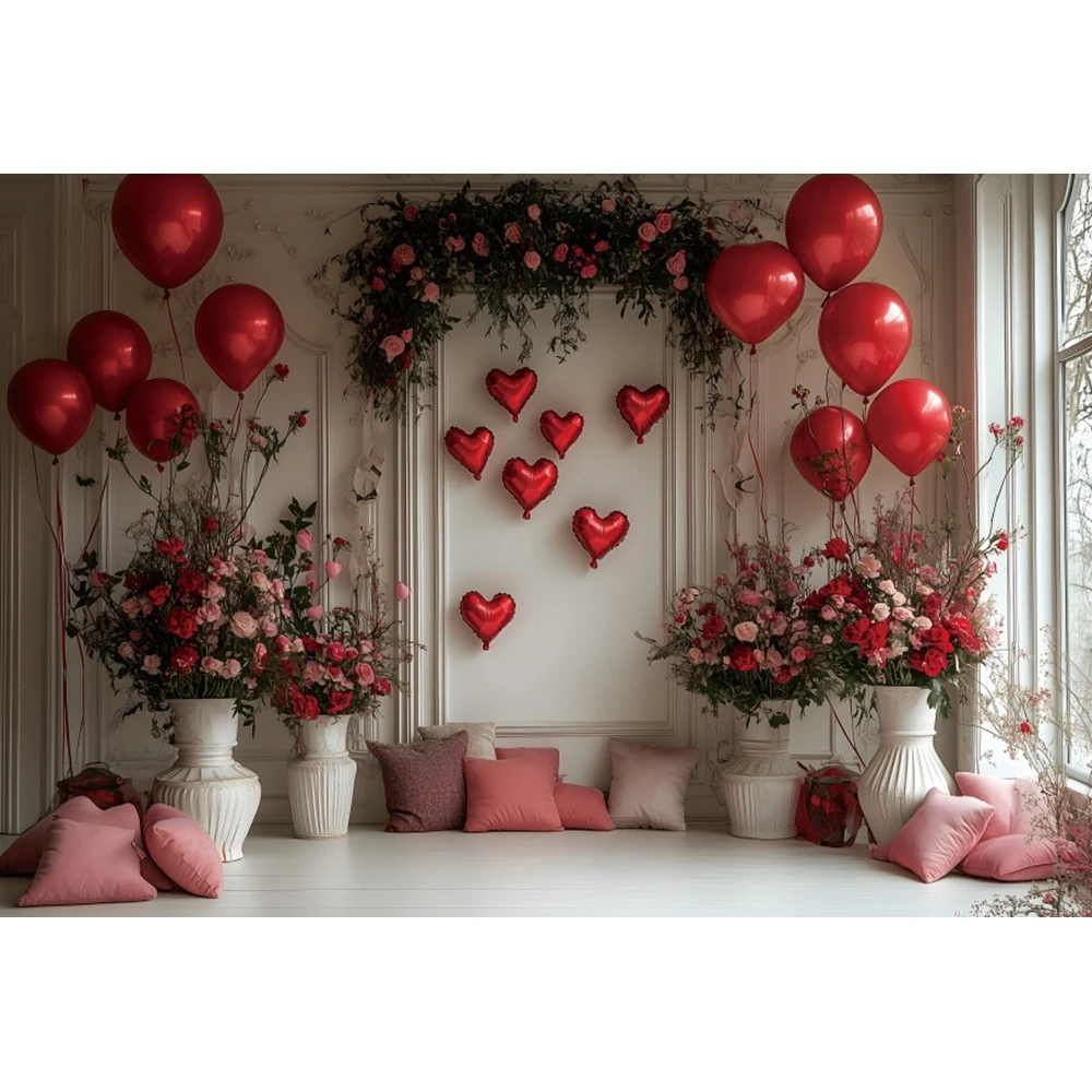 بالون قلب أحمر لعيد الحب خلفية تصوير لعيد ميلاد الطفل وحفلات الزفاف ديكور صورة للأطفال خلفية استوديو الصور