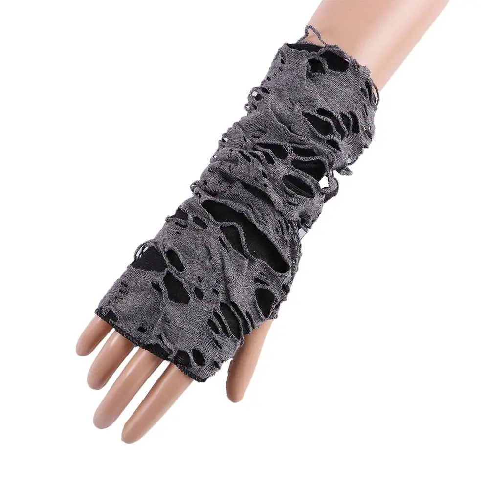 الرياضة تأثيري للجنسين النساء نصف اصبع الأسود القوطية أصابع قفازات كسر الشق هول القفاز فاسق قفازات #6