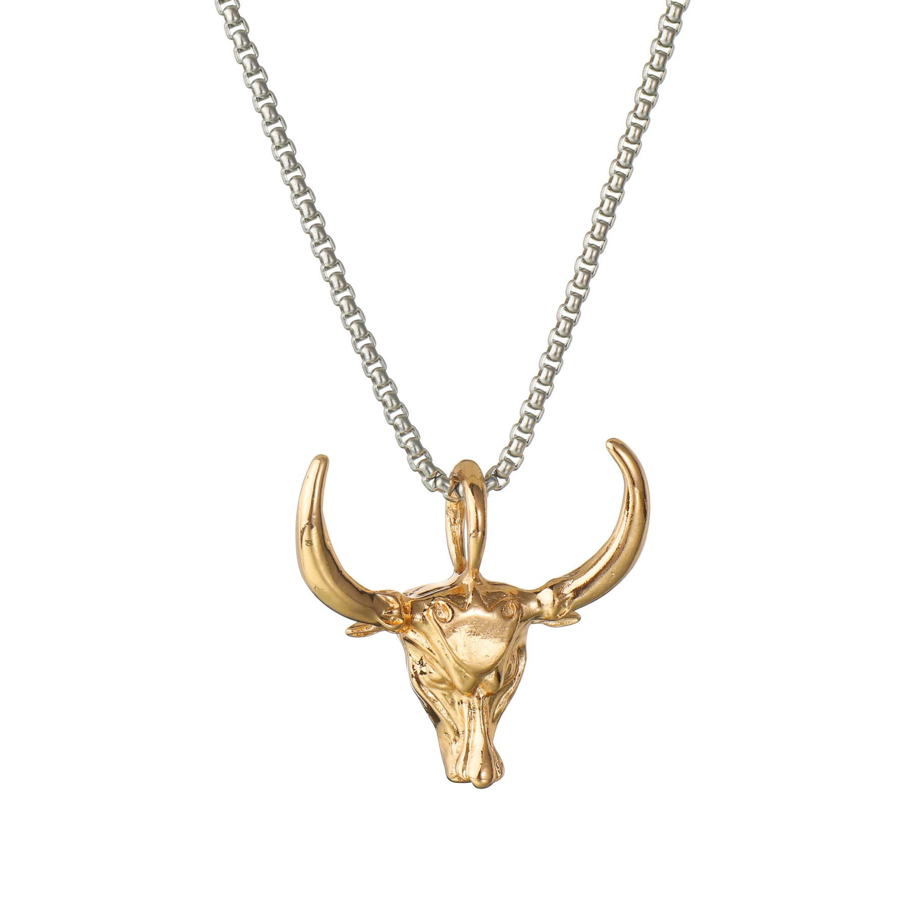 Fashion Domineering Animal Bull Head Punk Pendant Men and Women Personality Ox Beast Zodiac Necklace Jewelry Gift