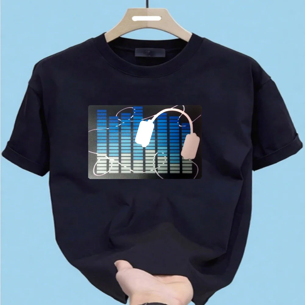Fashionable Beauty Music Party Equalizer LED T-shirt EL T-Shirt Sound Activated Flashing T Shirt