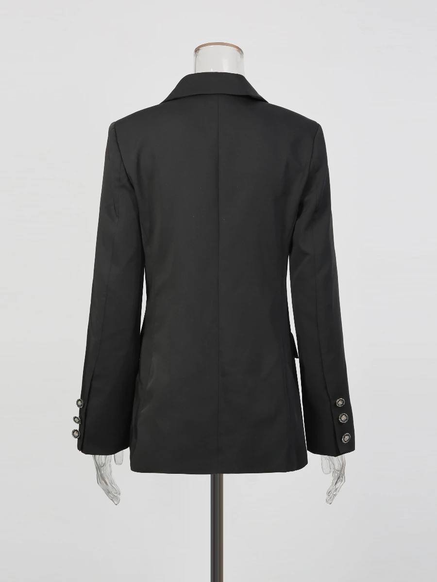 TWOTWINSTYLE Solid Hollow Out Spliced Embridery Elegant Blazers for Women Lapel Long Sleeves Tunic Fashion Blazer Female Clothes