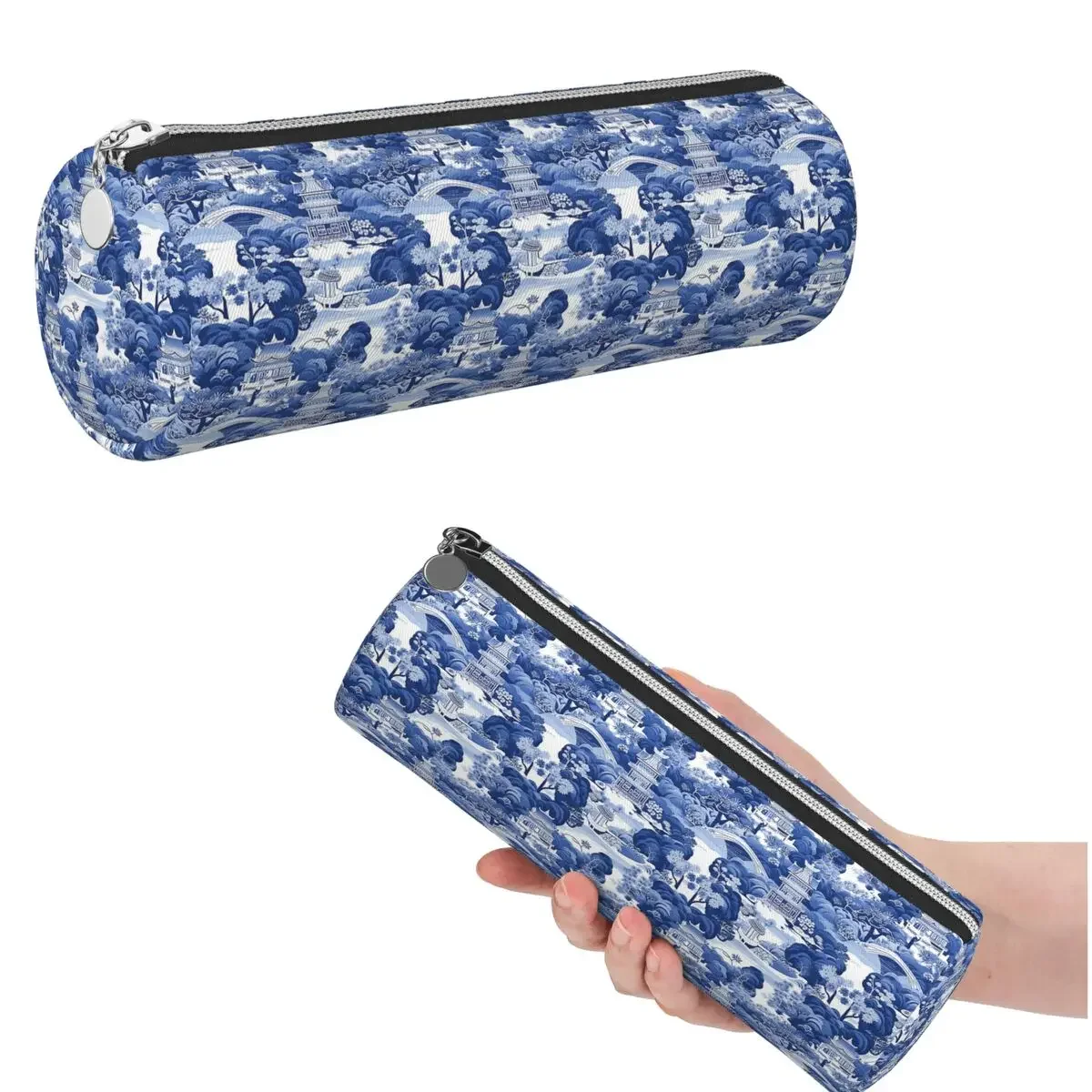 Chinoiserie Pattern Pencil Case for Students Gifts Cylinder Pen Box Pencil Bag Pencil Pouch