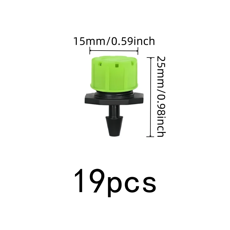 Green Adjustable Sprinklers 19 pcs, Adjustable Flow Control, Green 8-Hole Design, for Orchard Greenhouse Irrigation