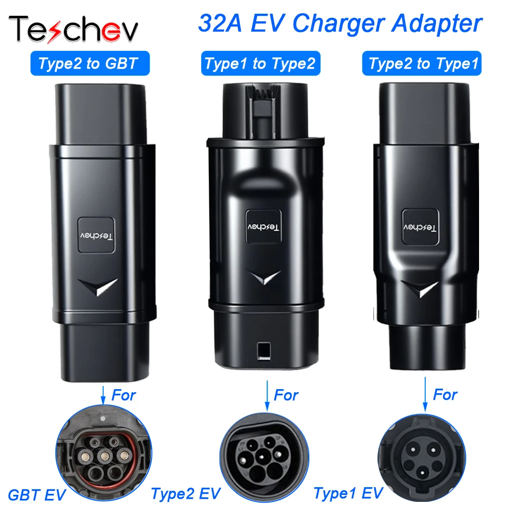Teschev 32A Type1 � Type2 EV adaptateur de chargeur Type2 � GBT connecteur de v�hicule �lectrique Type2 � Type1 Conventor EVSE