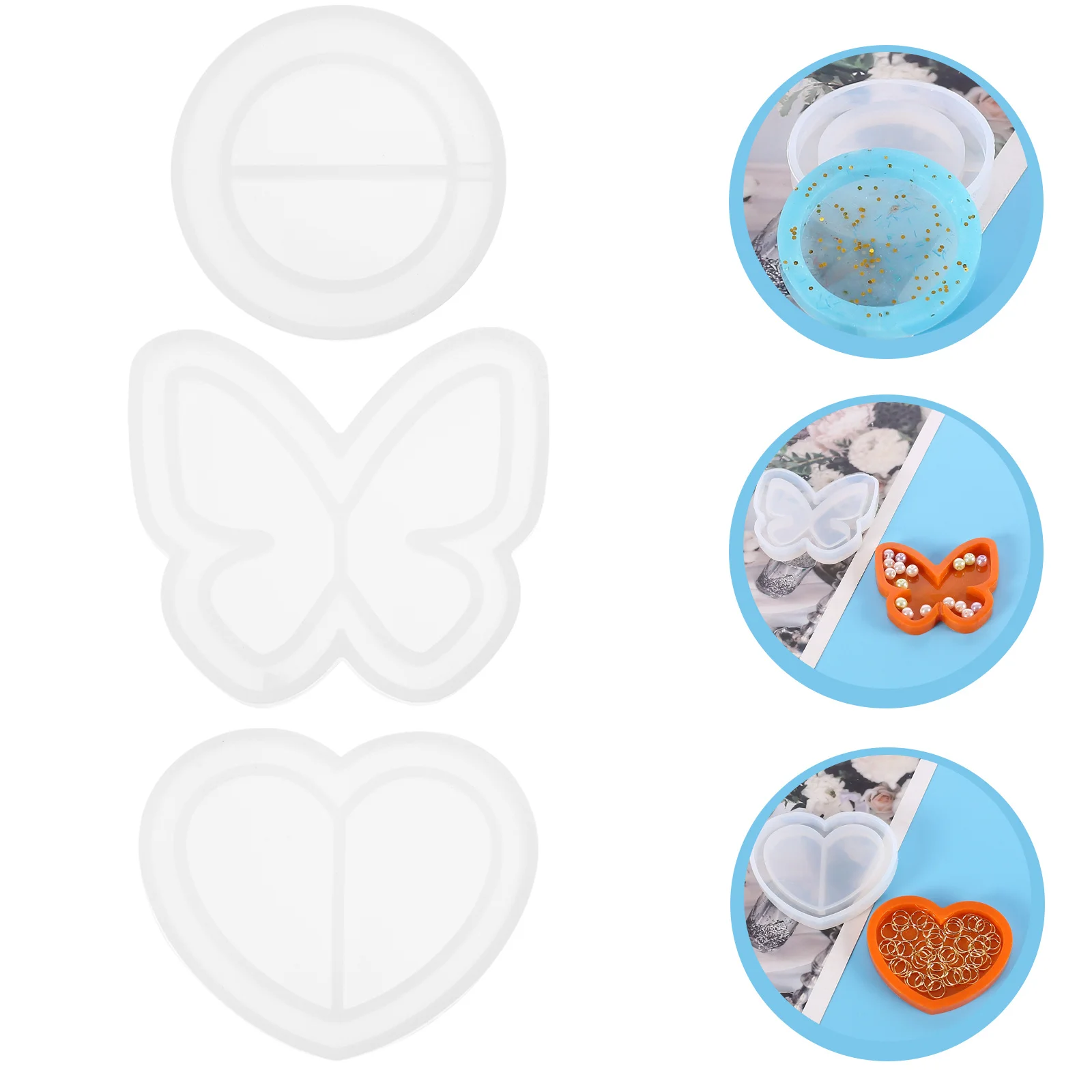 

3Pcs Flowing Sand Silicone Molds DIY Pendant Making Tool Nonstick Easy to Use for Handmade Gifts Hanging Pendant Mould