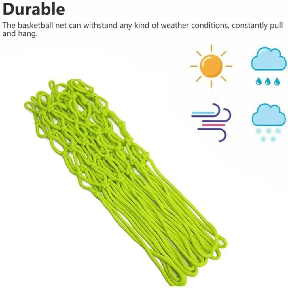 شبكة كرة سلة متوهجة من النايلون بحجم قياسي، شبكة كرة سلة متينة ليلية، سهلة التركيب، 12 حلقة