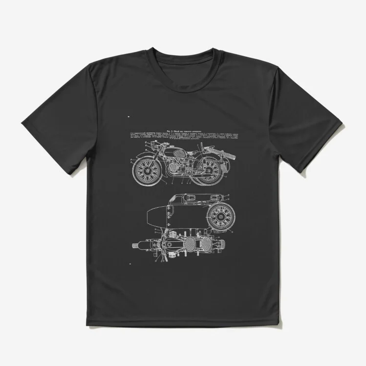 Vintage KMZ Dnepr-12 Motorcycle Diagram T Shirt. Short Sleeve 100% Cotton Casual T-shirts Loose Top Size S-3XL