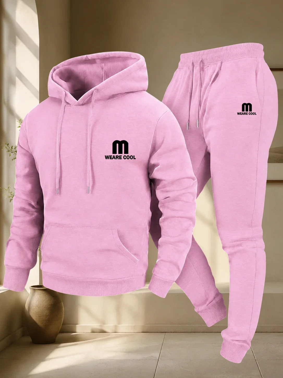 Soft Fabric Men's Autumn and Winter Casual Two-piece Hooded Sweatshirt, Long Pants with Pockets, Regular Outdoor Style - view 5