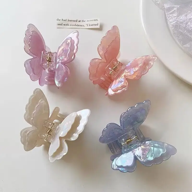 Nowa wróżka octan motyl pazur klip kobieta elegancka kolorowa kokardka krab rekin spinki do włosów spinki do włosów dla kobiet dziewczyna akcesoria do włosów