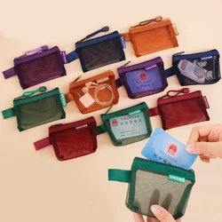 Small Women Key Earphone Data Cable Charger Storage Bag New Retro Transparent Mesh Zipper Coin Bag ID Bank Card Organizer Pouch