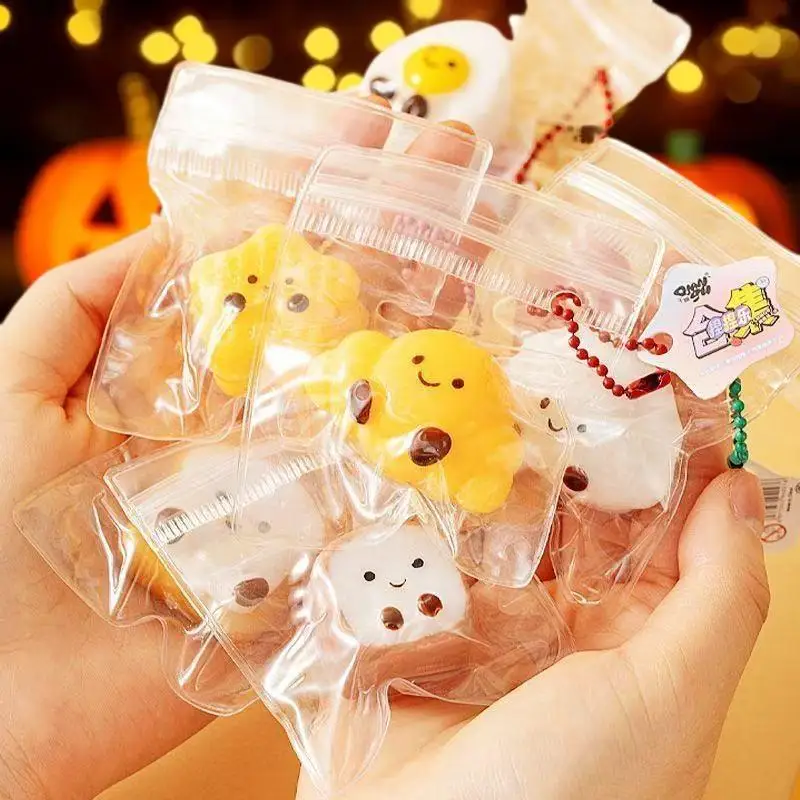 5 pièces de jouets à presser mignons en forme de nourriture de dessin animé, mini jouets anti-stress à pression lente, porte-clés, pendentif, jouets sensoriels de décompression pour enfants et adultes