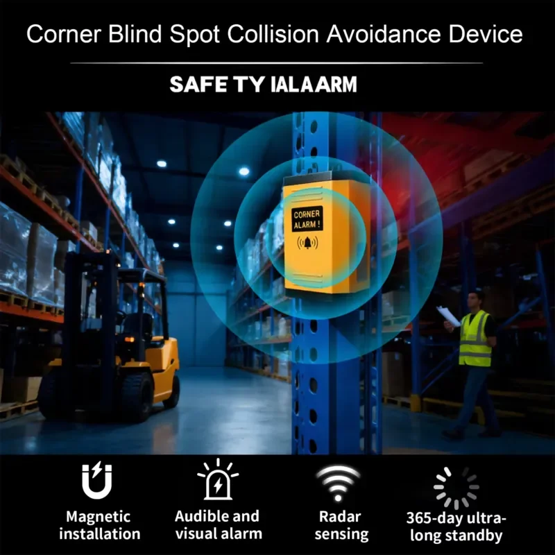 WTSAFE Industrial Two Way Dual Sensor Radar Corner Alarm Warehouse Forklift Safety Anti-Collision Warning Device 7m Control