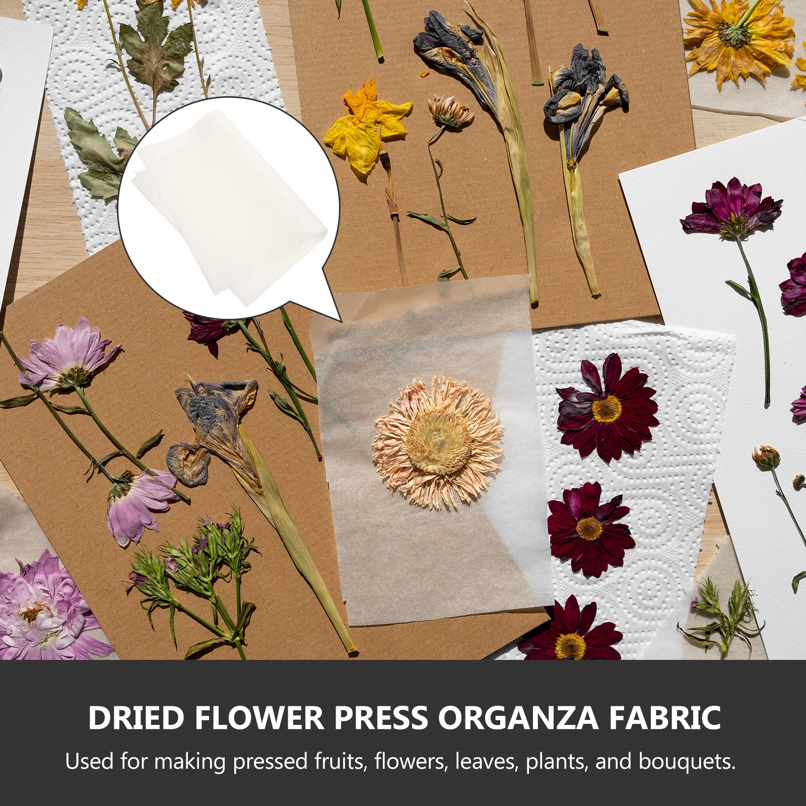 

12Pcs Flower Press Organza Fabric Drying Tool for DIY Dried Flowers Fruit Leaves Specimen Crafting Flower Press