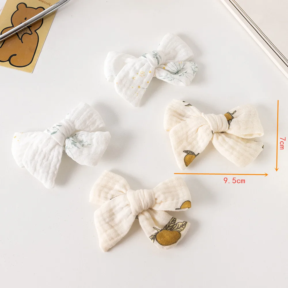 1PC Muslin Cotton Leopard Floral Printing Bowknot Hair Clips For Baby Girls Barrettes Hairpins Kids Hair Clip Hair Accessories