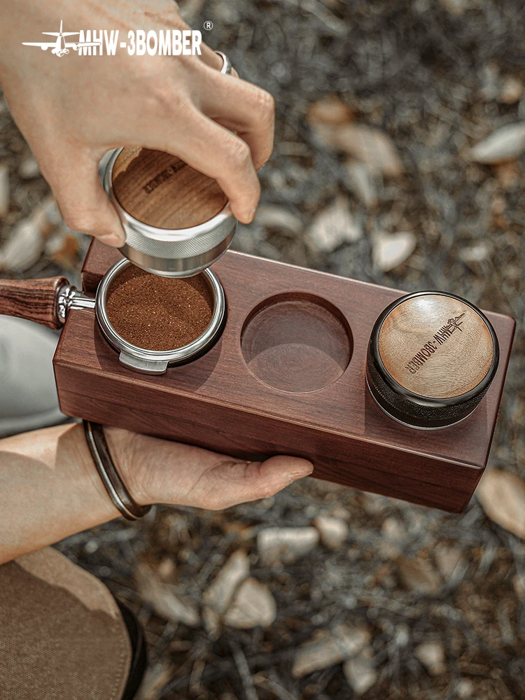 Coffee handle bracket powder hammer walnut base solid wood filling storage seat