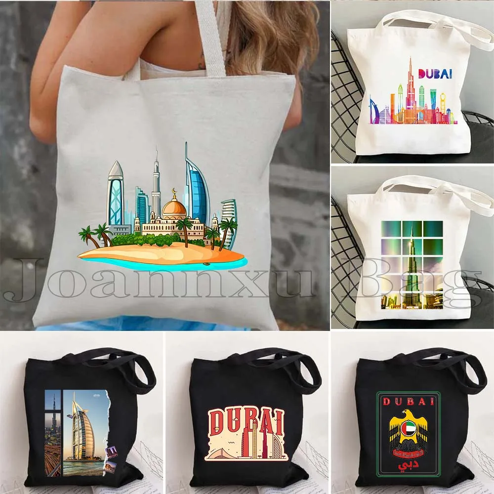 

Aesthetic Coat of Arms UAE Burj Khalifa Dubai United Arab Emirates TOUR Letter Travel Poster Heart Map Tote Bag Shopper Handbag