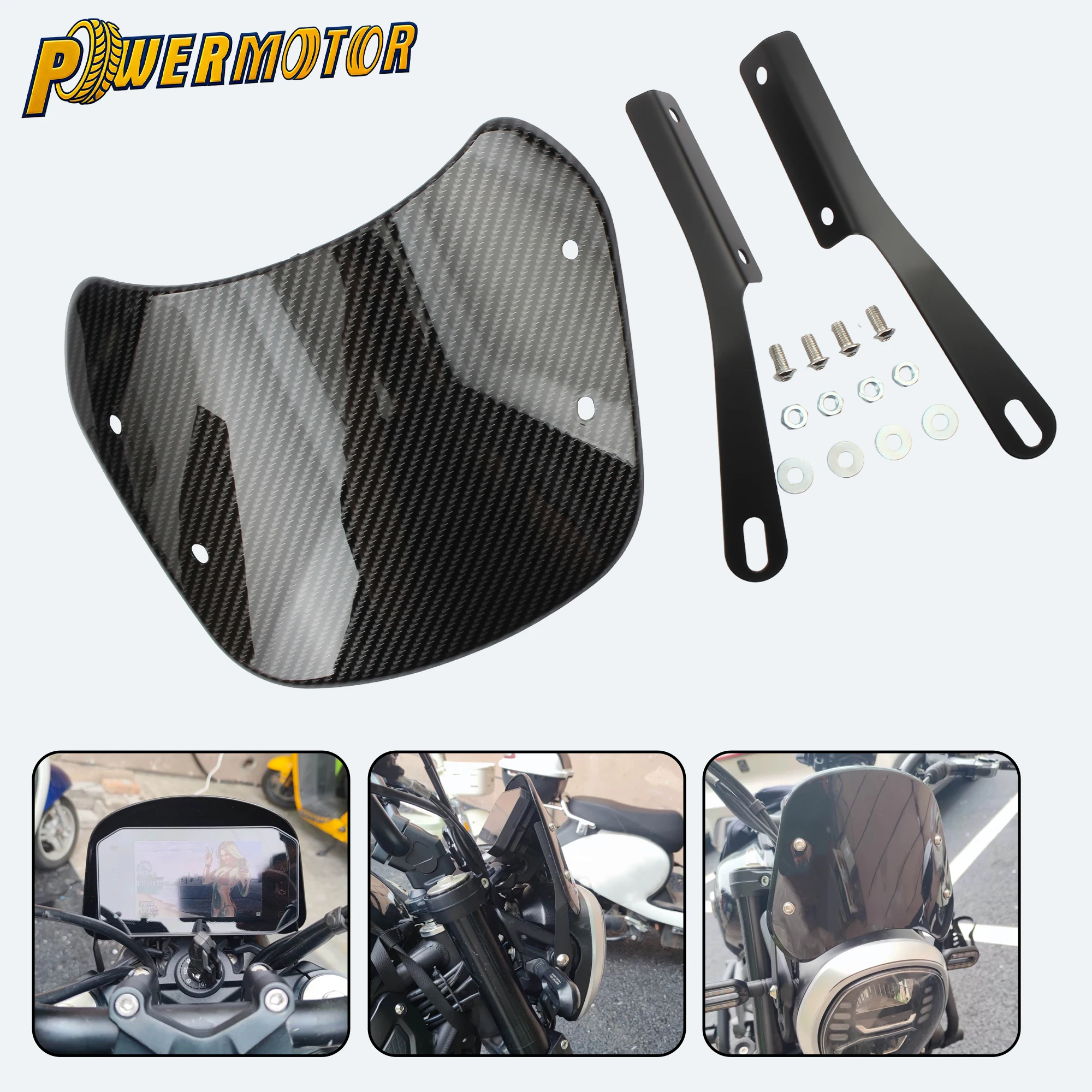 

For Yamaha Kawasaki Suzuki 5-7 Inch Motorcycle Headlight Windshield Front Windscreen Deflector Universal Modified Accessories
