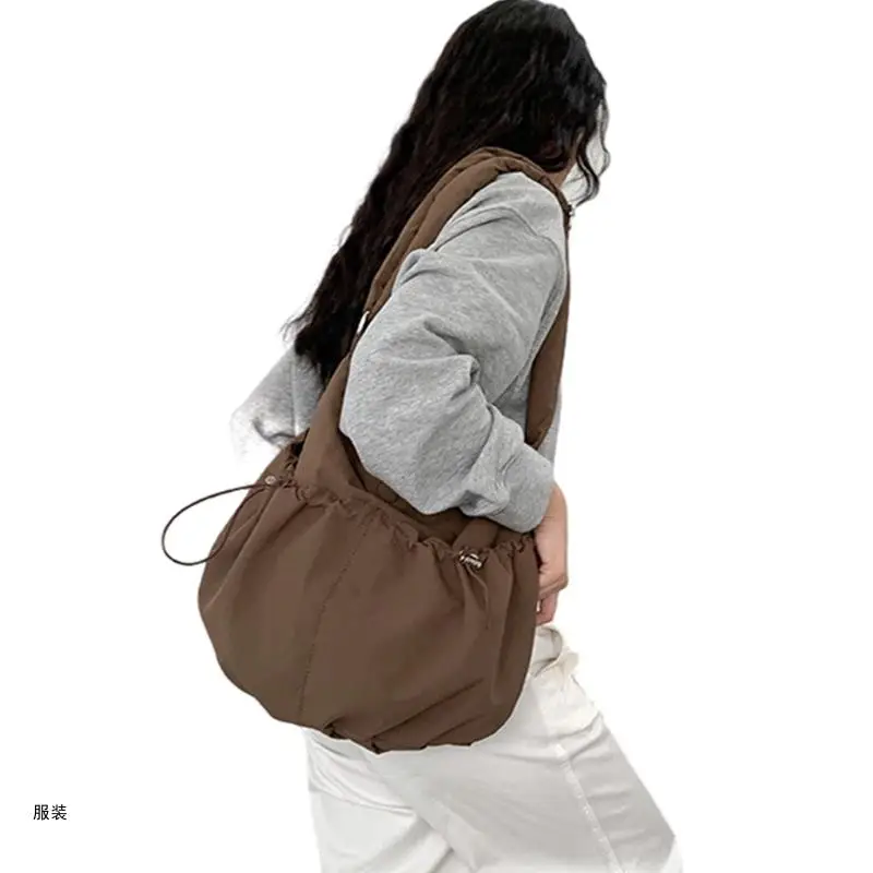 D0UD 2023 sacs à bandoulière plissés sacs à bandoulière en Nylon couleur unie pour femmes filles