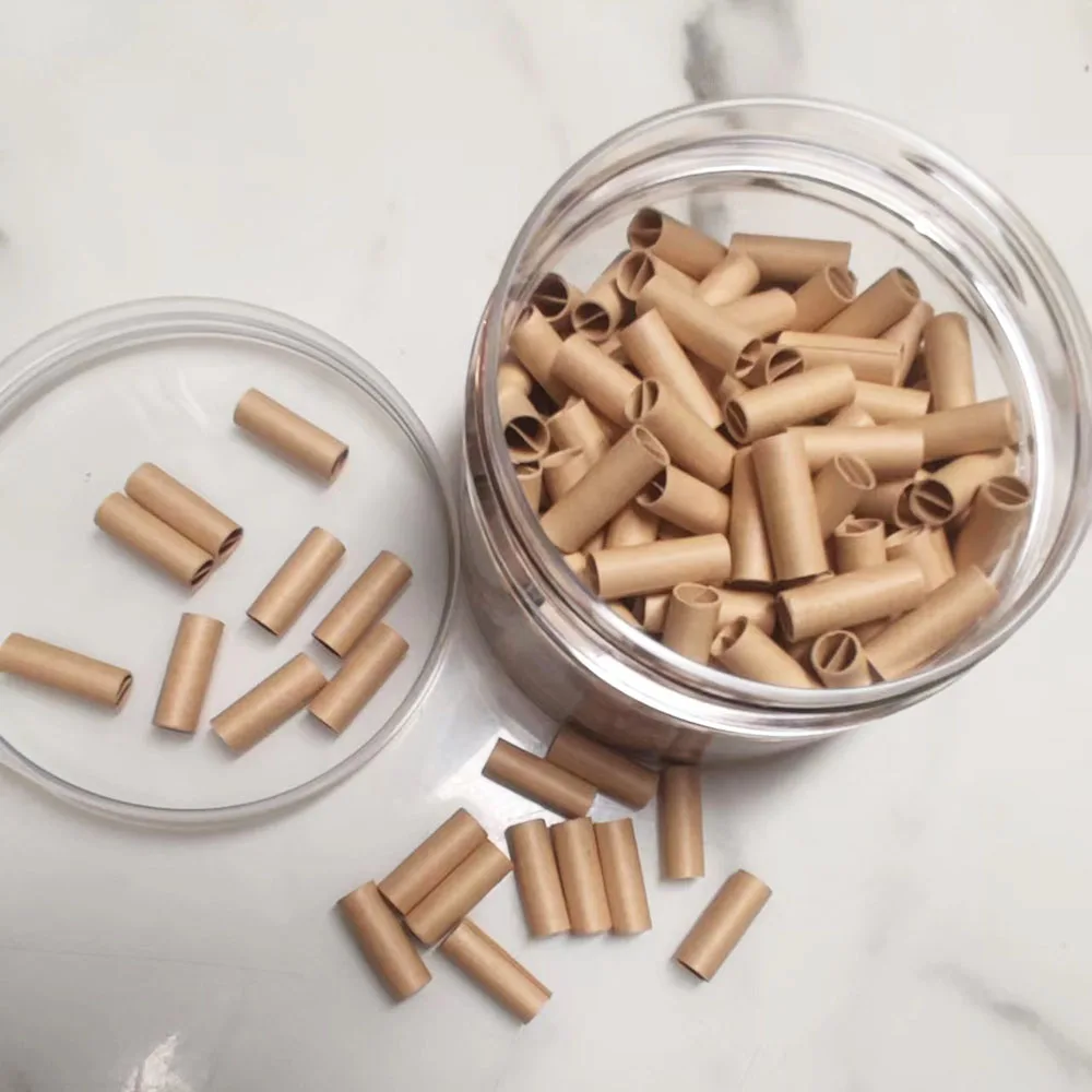 1 عبوة، 200 قطعة لكل عبوة 0.7 سم القطر الخارجي 1.6 سم ارتفاع ورق كرافت أسطواني حامل سيجارة مرشح للاستعمال مرة واحدة #6