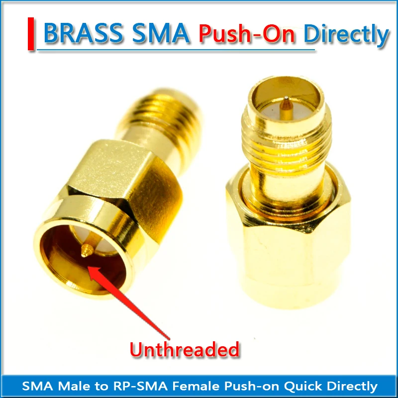 SMA Male to RP-SMA RP SMA Female Push-On Quick Directly Plug Cable Antenna Connector Socket Brass Straight Coaxial RF Adapter