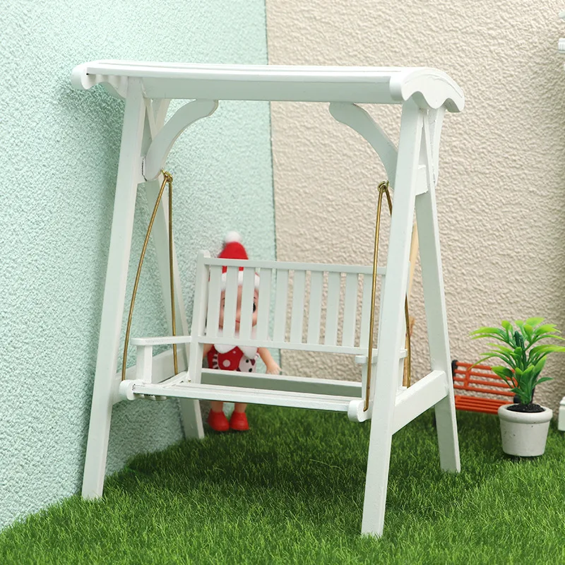 Meubles miniatures pour maison de poupée 1:12, Figurines de scène, modèle simulé, balançoire en bois, accessoires d'ornement, jouets