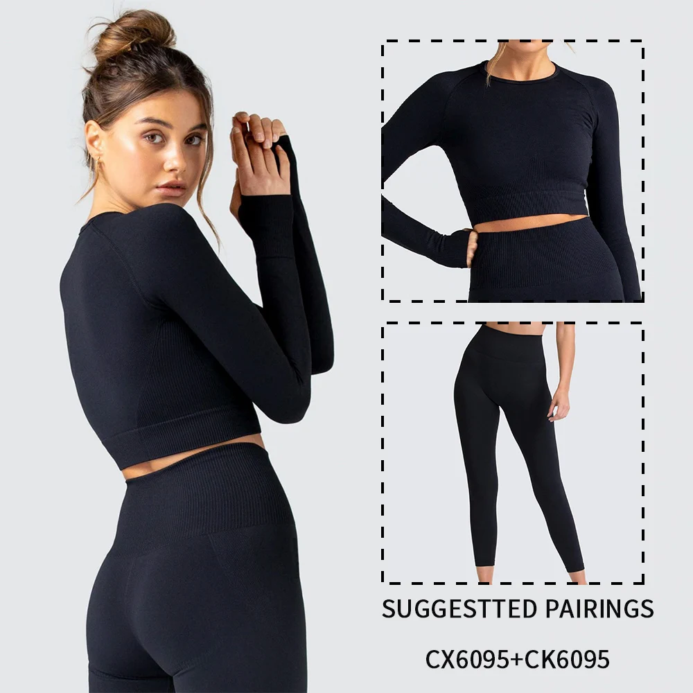 Vnazvnasi Seamless Yoga Top With Long Sleeve Sports Shirts for Fitness Push Up Solid colors Workout Clothes Sportswear Woman Gym