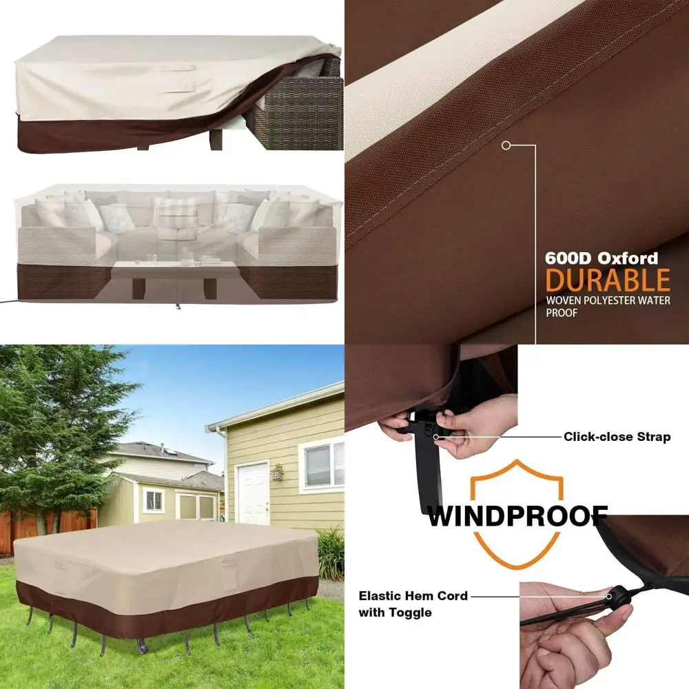 

Всепогодный прямоугольный чехол для стола и стула для патио с мягкими ручками