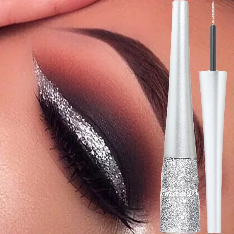 Glitter Liquid Eyeliner Pearlescent Diamond Eyeshadow 16 Color Sequins Blue Silver Pink Rose Gold Mini Fine Brush Eyeline Makeup