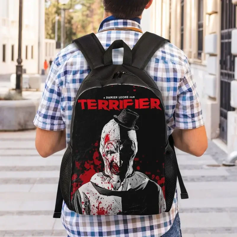 Mochilas personalizadas de filme terrificador, Escola universitária estudante Bookbag, Se encaixa 15 "Laptop, Horror Halloween Clown Bags, Homens e mulheres