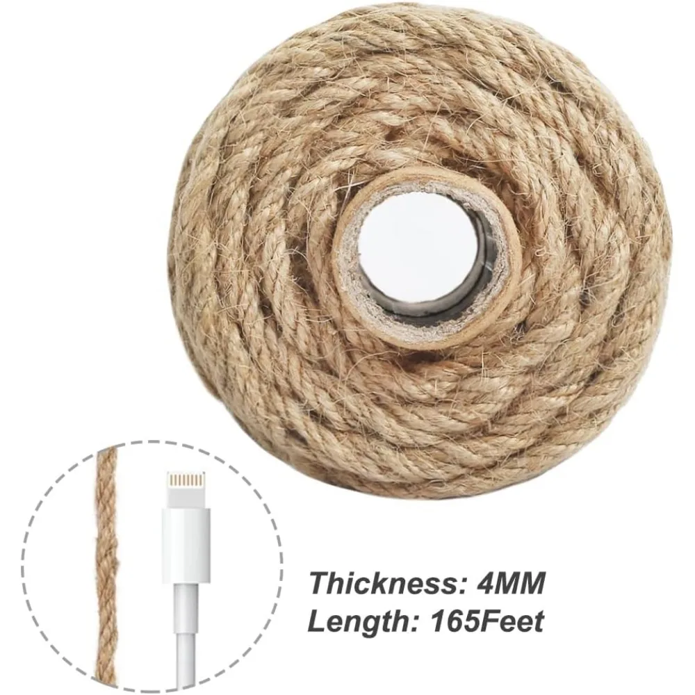 4mm Natural Jute Rope for Crafts, Garden, Climbing Plants & Packing