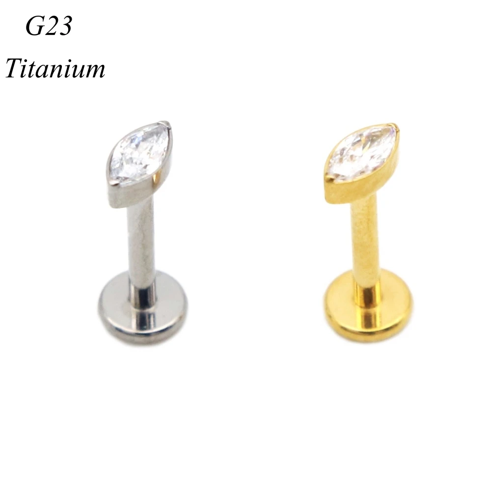 20PCS ASTM Titanium Ear Stud Internal Thread Labret Bar Lip Piercing Jewelry 8mm  Tragus Cartilage Helix Daith Earring