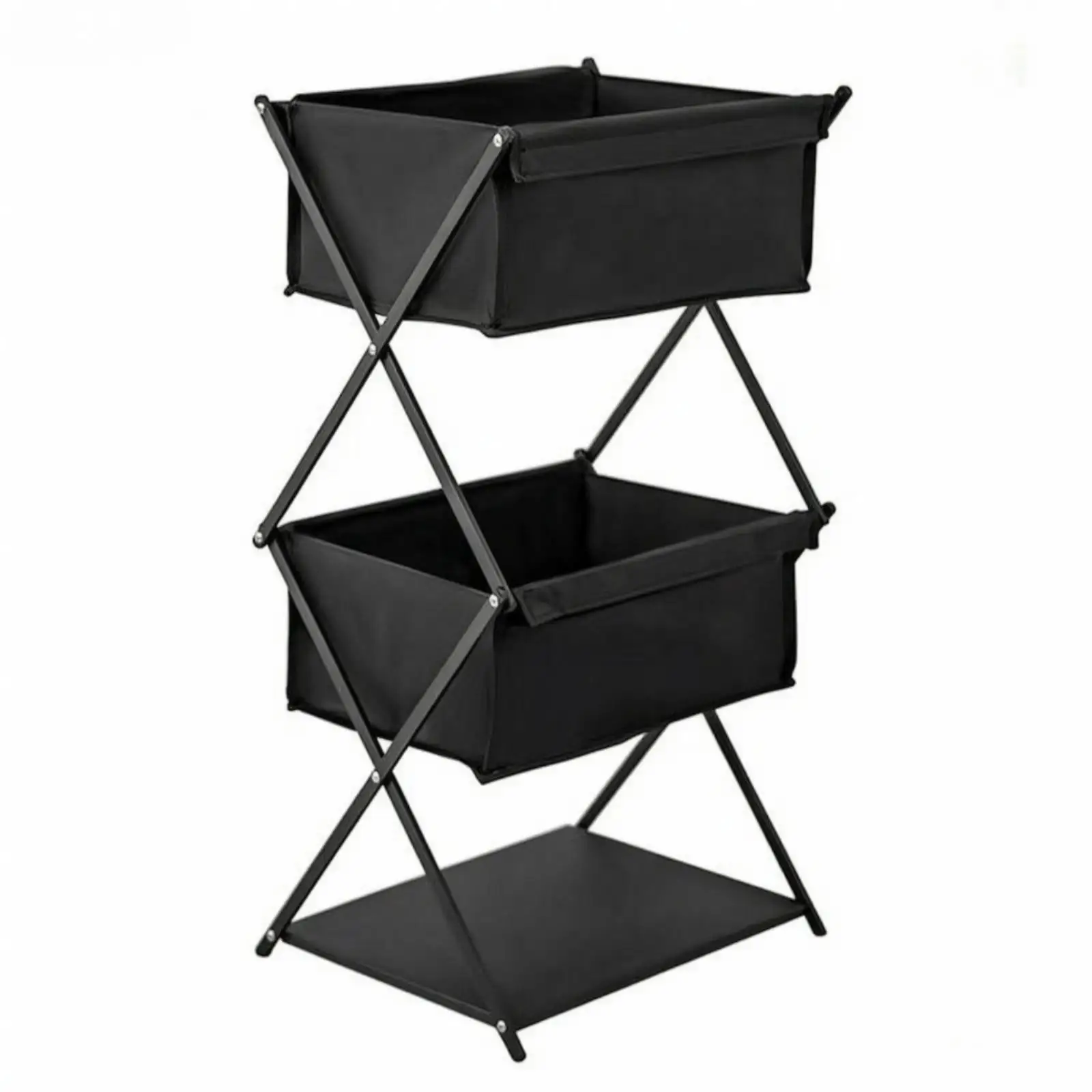 Space Saving Folding Shelf Rack Storage Organizer Iron Frame Textile Compartments for Books Camping Supplies