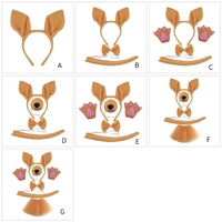 Kangaroos Costume Set Kangaroos Ear Headbands Tail Snout Glove Animal Cosplays Costume for Halloween Christmas Party