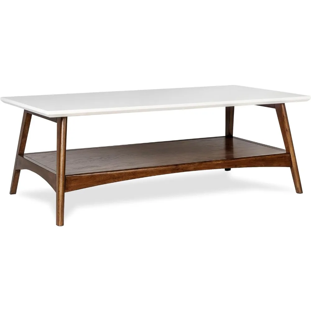 Madison Park Parker Tafel Modern Mid-Century Woonkamermeubilair, Medium, Gebroken Wit/Pecannoot