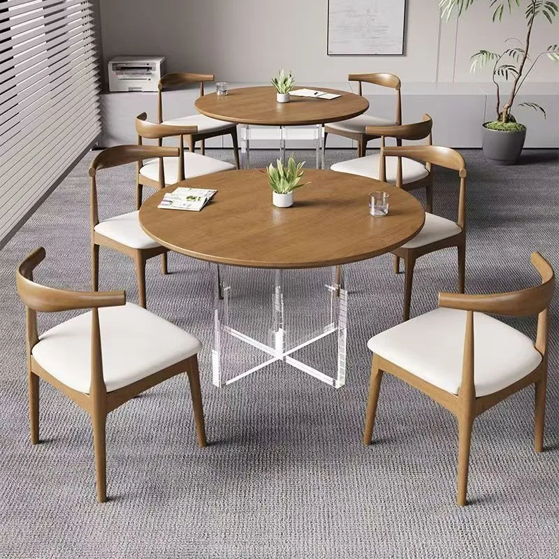 Log office small folding training table, reception negotiation table and chairs, light luxury